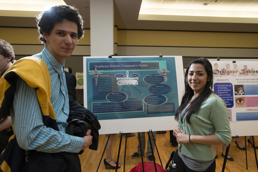 Naghmeh Vafamand presents her research at the Honors College Research Poster Presentation.