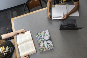 Students study in the Johnson Center, Fairfax Campus